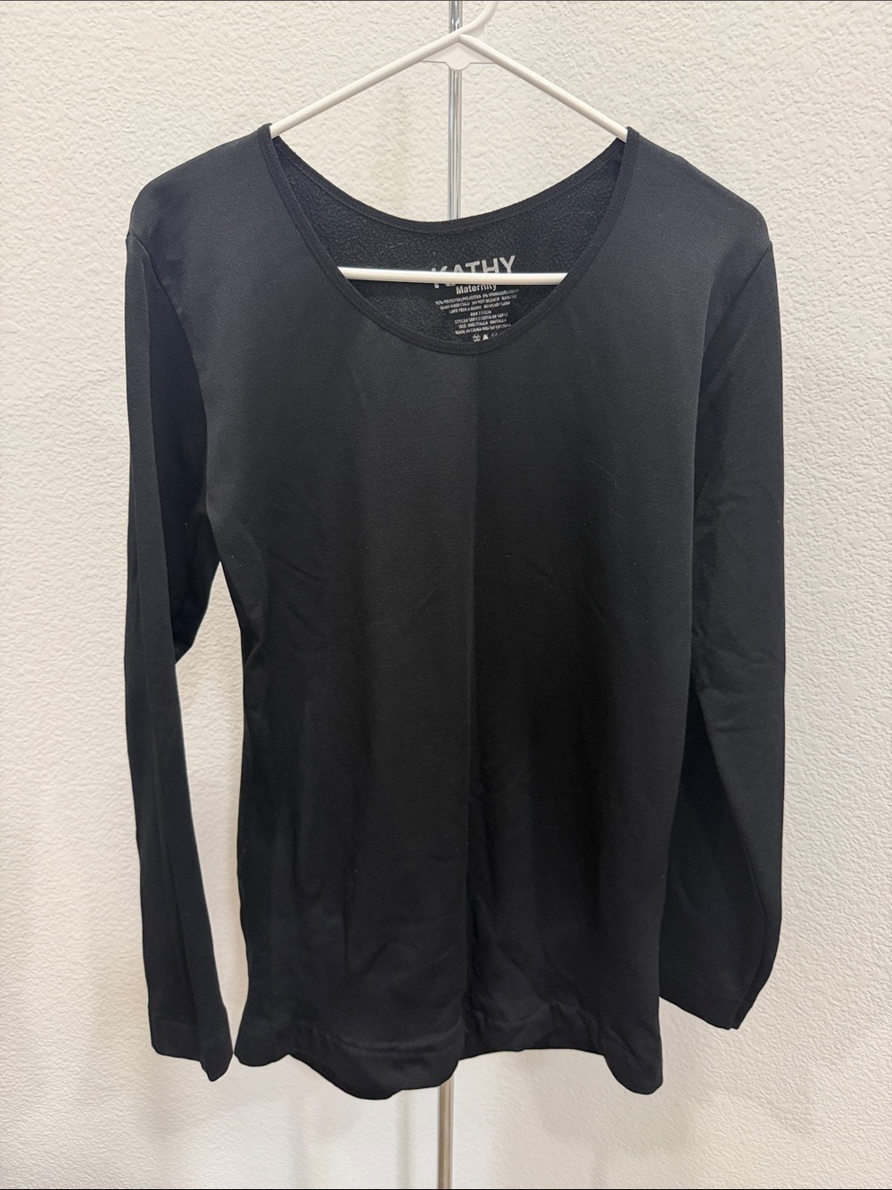 Kathy Black Long Sleeve Scoop Neck Tee